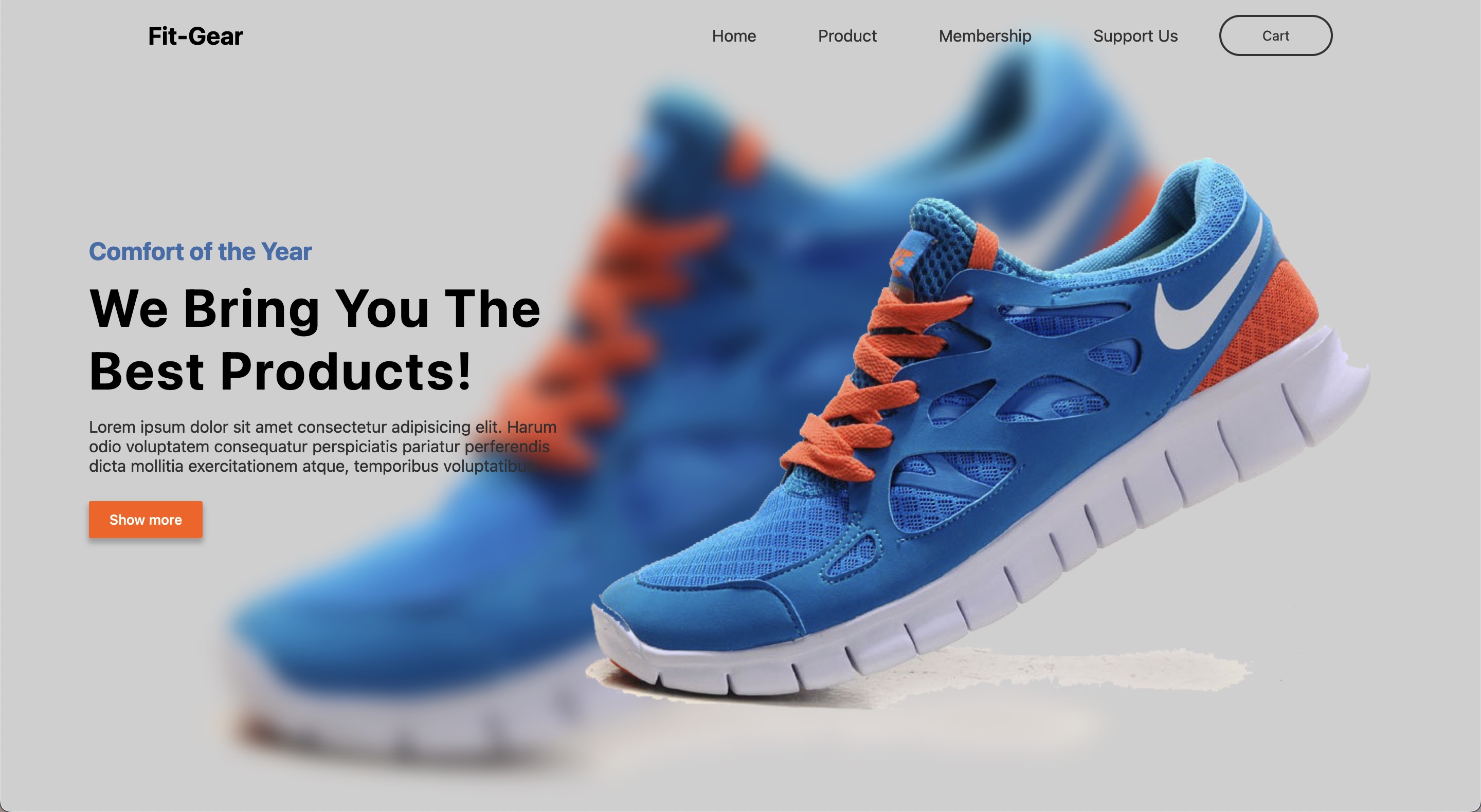 A landing page for a fit gear and sport shoes - oranos | Abdellah Garrag