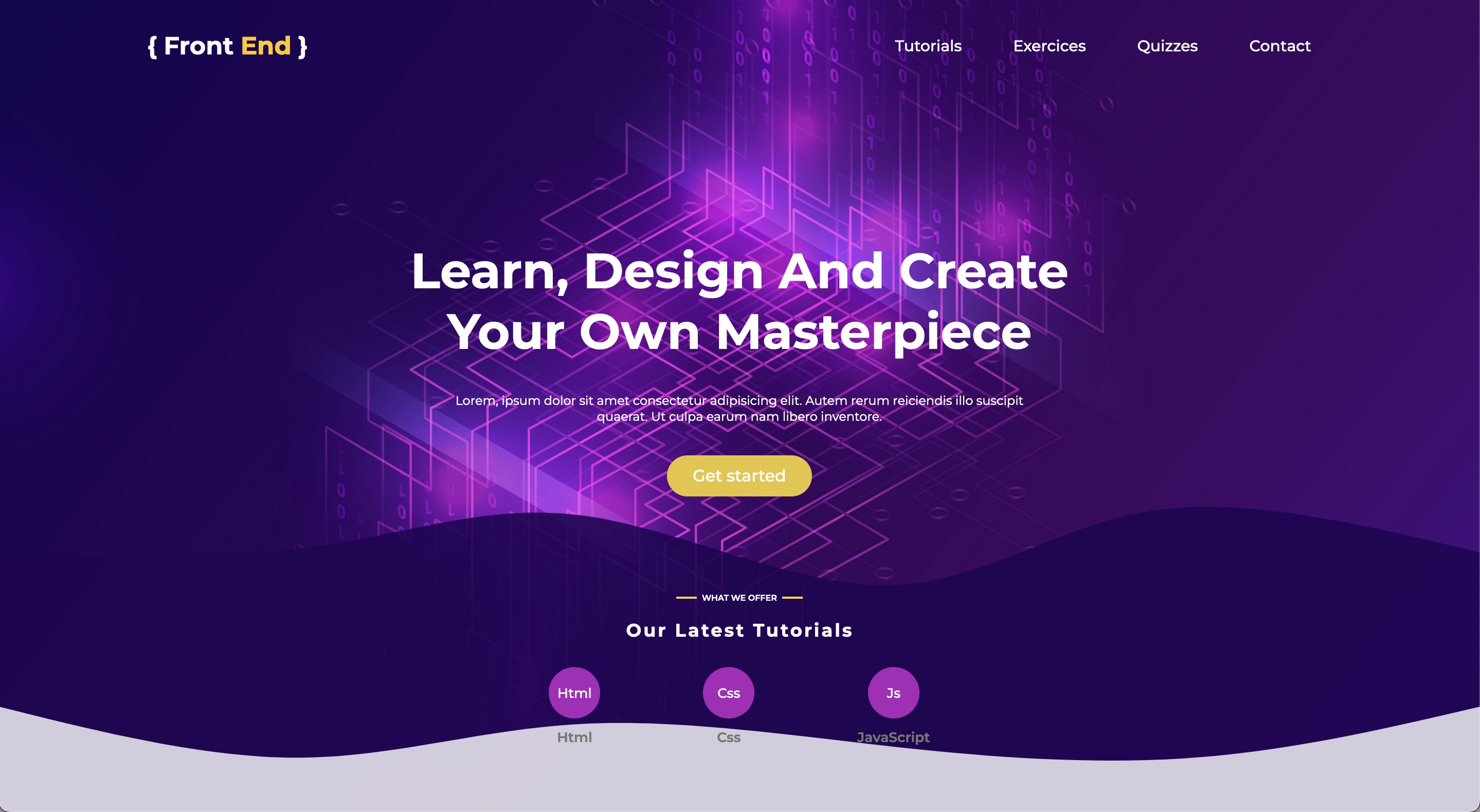 A landing page for a website related to front-end and web development - oranos | Abdellah Garrag